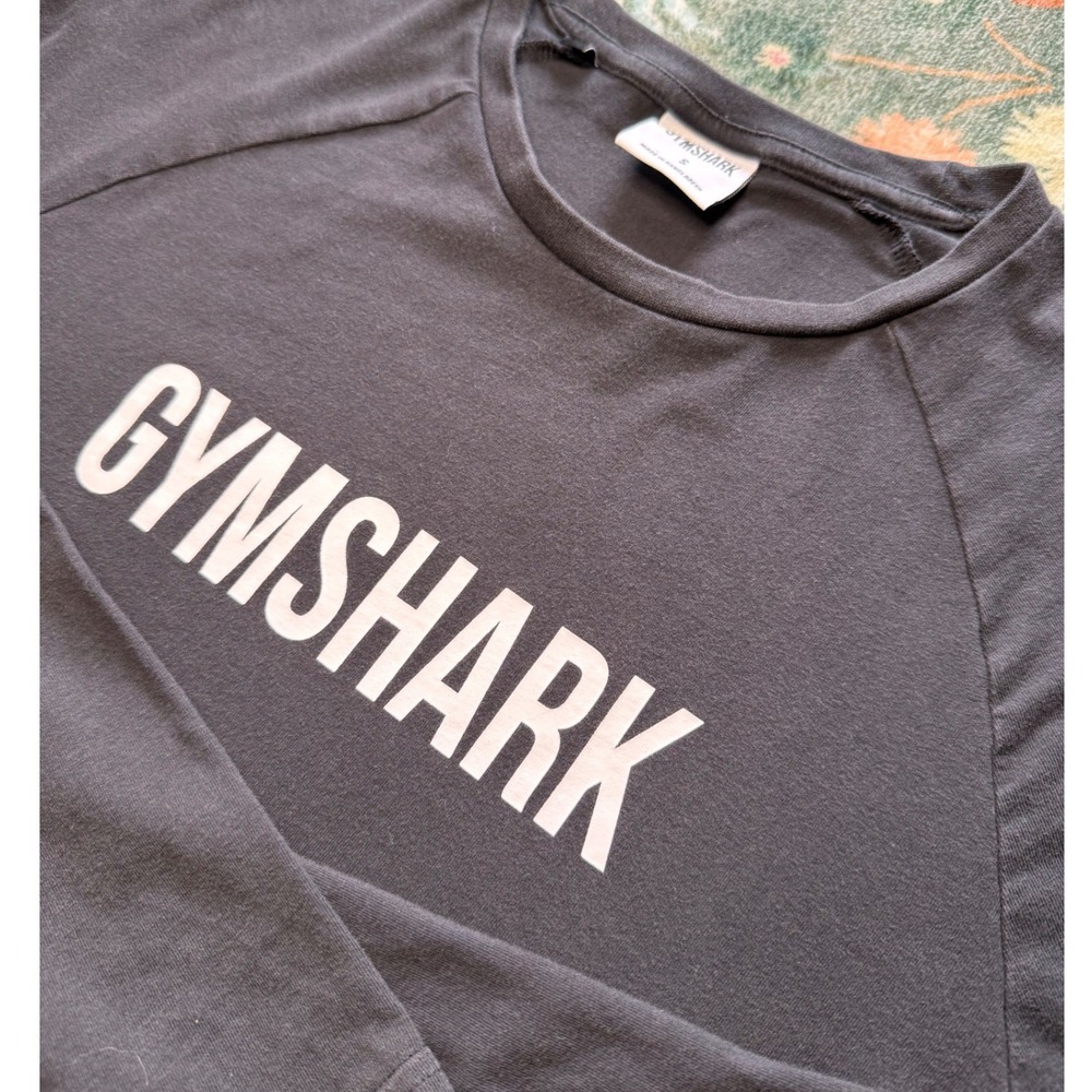 Gymshark Mens Apollo Long Sleeve Graphic T-Shirt Charcoal Gray Small Training